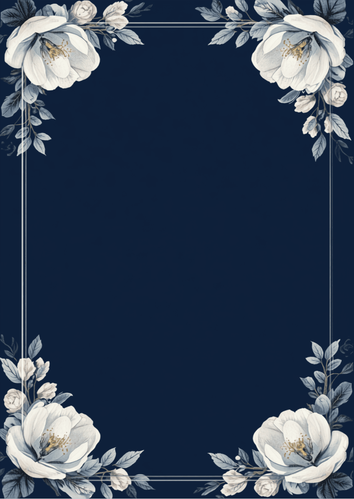 Royal Navy & Silver Wedding Invitation Card